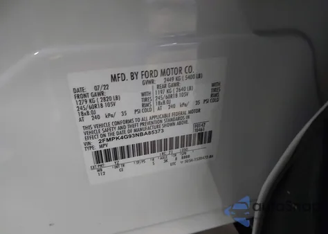 2022 Ford Edge Se из США, поврежденный, VIN 2FMPK4G93NBA85373